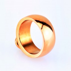 Roségoudkleurig Roestvrijstalen Brede-Ring met Zirkonia