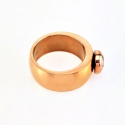 Roségoudkleurig Roestvrijstalen Brede-Ring met Zirkonia