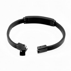 Zwarte Leren Armband met Zwarte Plaat