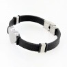 Zwarte Leren Armband met Rvs Hartvormige Graveerplaat