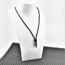 Leren Ketting met Geknoopte Stalen Bullet Hanger