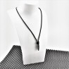 Zwarte Leren Ketting met Geknoopte Stalen Bullet