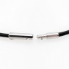 Zwarte Leren Ketting met Geknoopte Stalen Bullet