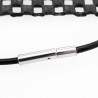 Zwarte Leren Ketting met Geknoopte Stalen Bullet