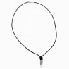 Zwarte Leren Ketting met Geknoopte Stalen Bullet