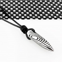 Leren Ketting met Geknoopte Grote Stalen Bullet