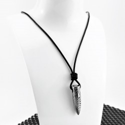 Leren Ketting met Geknoopte Grote Stalen Bullet