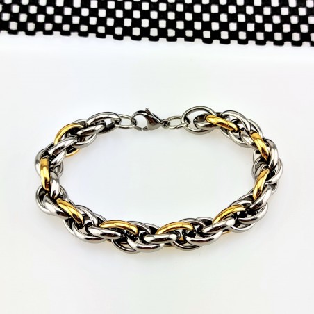 Gevlochten Zilverkleur-Goudkleur Roestvrijstalen Armband