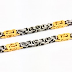 55cm x 5,5mm Goudkleur-Zilverkleur Roestvrijstalen Vierkant Koningsketting