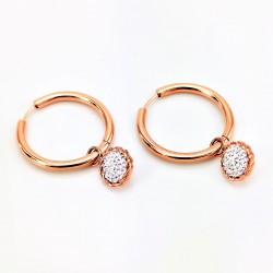 Ø30mm Oorbellen Dames - Roségoudkleurig RVS - Oorringen met Hanger van Zirkonias