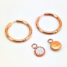 Ø30mm Oorbellen Dames - Roségoudkleurig RVS - Oorringen met Hanger van Zirkonias