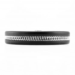 Zwart Leren Armband met Gourmet-Ketting