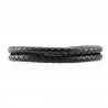 Dubbel Zwart Gevlochten Leren Armband