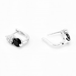 XUPING Elegante Oorbellen met Zwart/Heldere Zirkonias