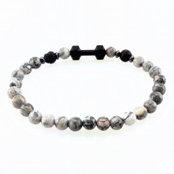 Prachtige Armband van zilverkleurige Jaspis Stenen