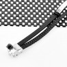 Dubbele Zwarte Leren Armband met Graveerplaat
