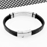 Zwart Leren Armband met Krokodillen Detail en Gravier Plaat