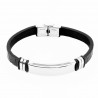 Zwart Leren Armband met Krokodillen Detail en Gravier Plaat
