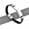 Zwart Leren Armband met Krokodillen Detail en Gravier Plaat