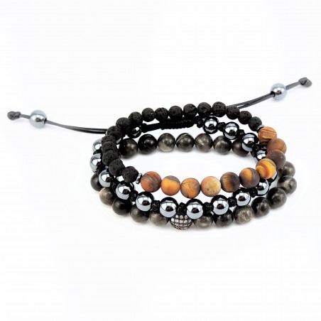 Kralenarmbanden van Tijgeroog-Onyx-Lava-Jaspis-Hematiet
