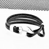Nautische RVS Ankerarmband Zwart Gevlochten Echt Leer
