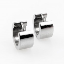 Ø13mm x 7mm - Brede Oorbellen - RVS Zilverkleur - Oorringen met Ovale Lijnen-Design
