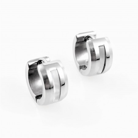 Ø13mm x 7mm - Brede Oorringen - RVS Zilverkleur - Oorbellen met Ovale lijnen-Design