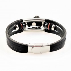 Leren Armband met RVS Anker Hanger