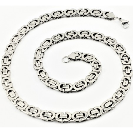 55cm x 8,5mm Platte Koningsketting Heren - Roestvrij Stalen Zilver Kleur