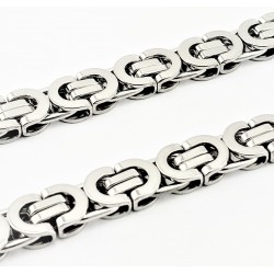 55cm x 8,5mm Platte Koningsketting Heren - Roestvrij Stalen Zilverkleur