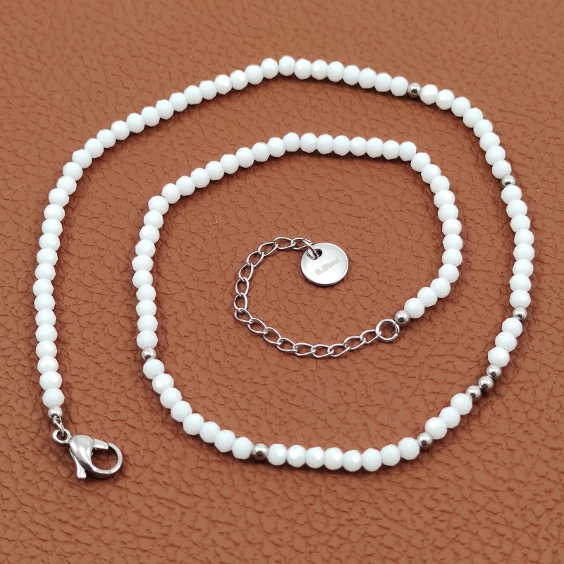 Witte Kristallen Ketting - Choker - Damesketting Witte Kristallen Ketting - Choker - Damesketting
