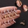 RVS Oorbel met Stervormige Zirkonia's - Oor Helix - Tragus Kraakbeen