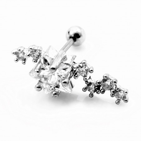 RVS Oorbel met Fonkelenden Sterren - Oor Helix - Tragus Kraakbeen