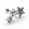 RVS Oorbel met Twee Sterren - Oor Helix - Tragus Kraakbeen