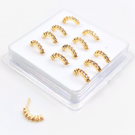 925 Sterling Zilver - Gold Plated Neuspiercing met Zirkonia's