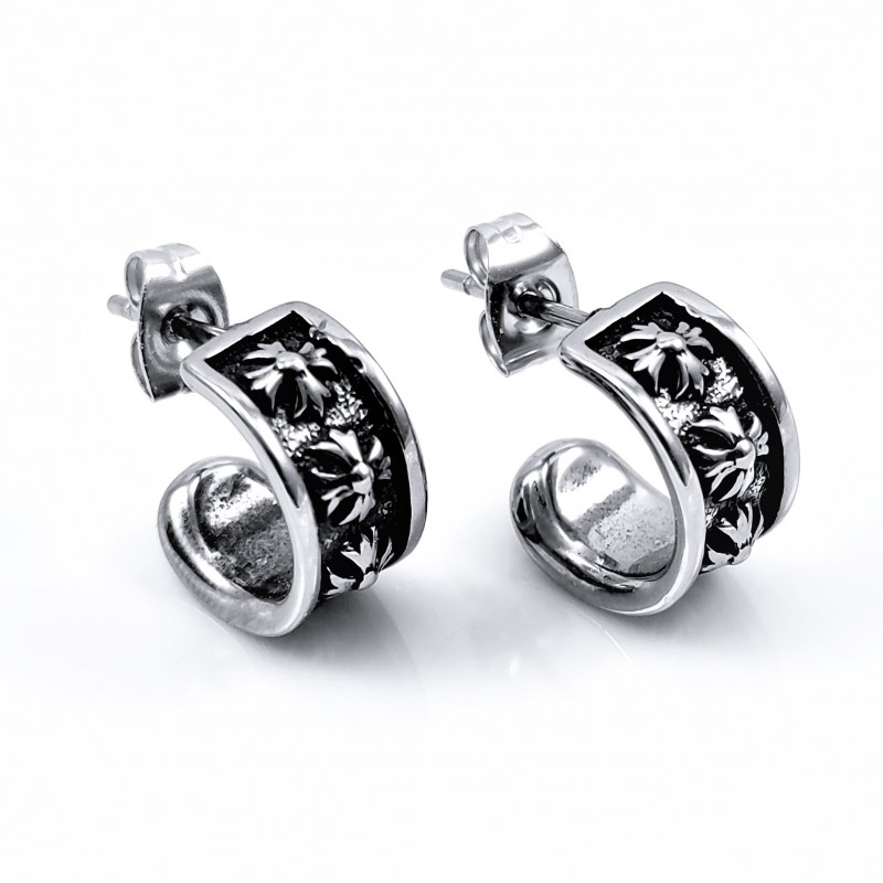 RVS Halve Oorringen Kruis-Design