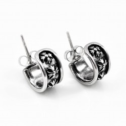 RVS Halve Oorringen Kruis-Design