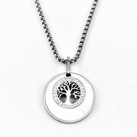 Roestvrijstalen Ketting + Levensboom Medaillon