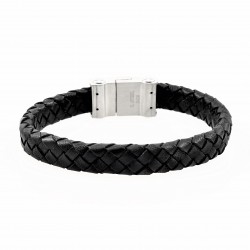 Zwart Gevlochten Leren Armband