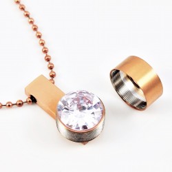 Bolletjesketting + Hanger van Roségouden RVS