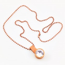 Bolletjesketting + Hanger van Roségoudkleurige RVS