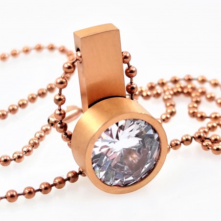 Bolletjesketting + Hanger van Roségoudkleurige RVS