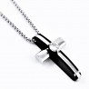 RVS Ketting + Zwart-Zilverkleur RVS Kruishanger