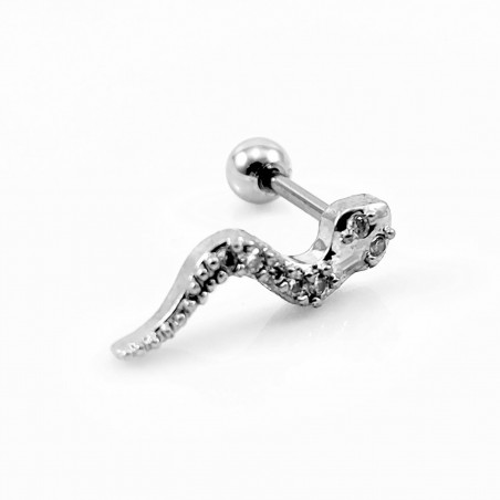 RVS Slange Oorpiercing - Tragus - Kraakbeen - Helix