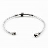 Zilverkleurige Leren Armband met Stalen Strass Steentjes-Kruis