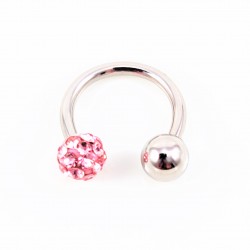 RVS Hoefijzer - Piercing Neus - Septum - Tragus - Helix met Lichtroze Bolletje