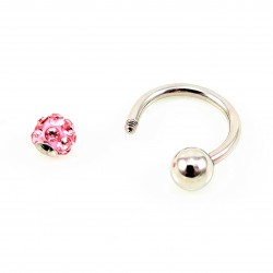 RVS Hoefijzer - Piercing Neus - Septum - Tragus - Helix met Lichtroze Bolletje