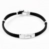 Zwart Leren Armband met zilverkleurige RVS Anker