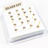 3,5mm Strass Neuspiercing van Verguld 925 Sterling Zilver