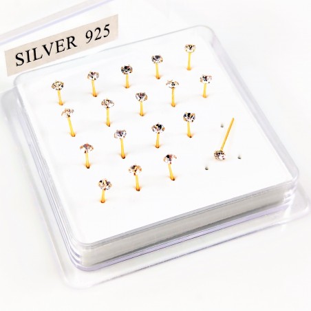 2,5mm Strass Neuspiercing van Verguld 925 Sterling Zilver